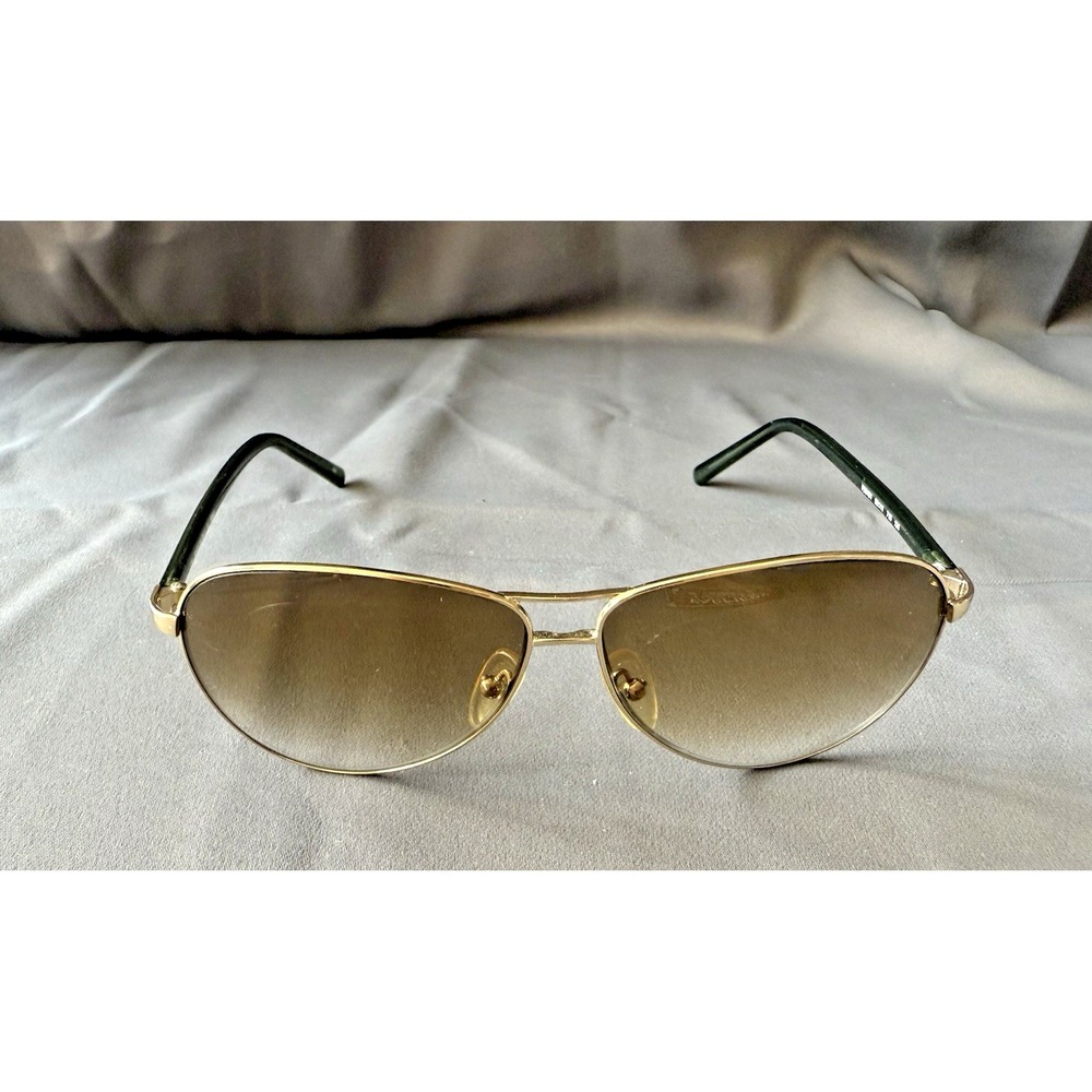 FENDI FS 5194 Aviator Sunglasses Light Gold‎ Green Designer Metal Double Bridge - Picture 3 of 8